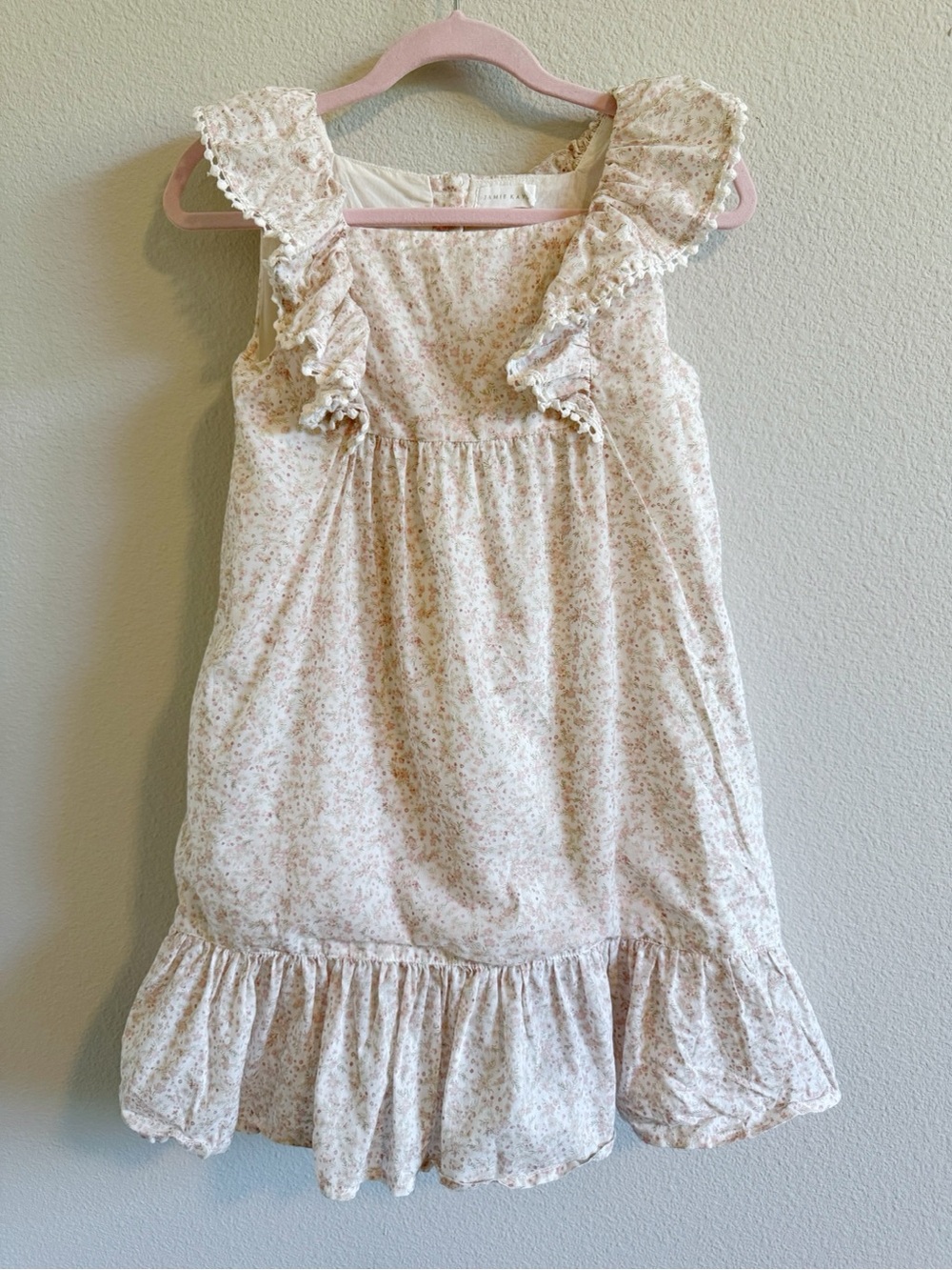 Jamie Kay Floral Ruffle Dress in Pink & White | Size 6Y